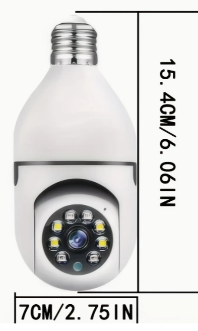 Cámara de seguridad tipo foco WiFi con giro 360°, visión nocturna y audio – Compatible con celular