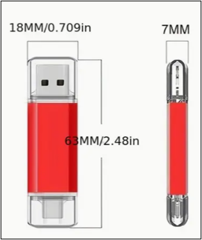 Memoria conexión 2 en 1 ("C" - "USB") / Capacidad: 128GB