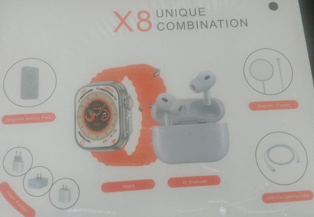 Combo X8: smartwatch + audífonos bluetooth